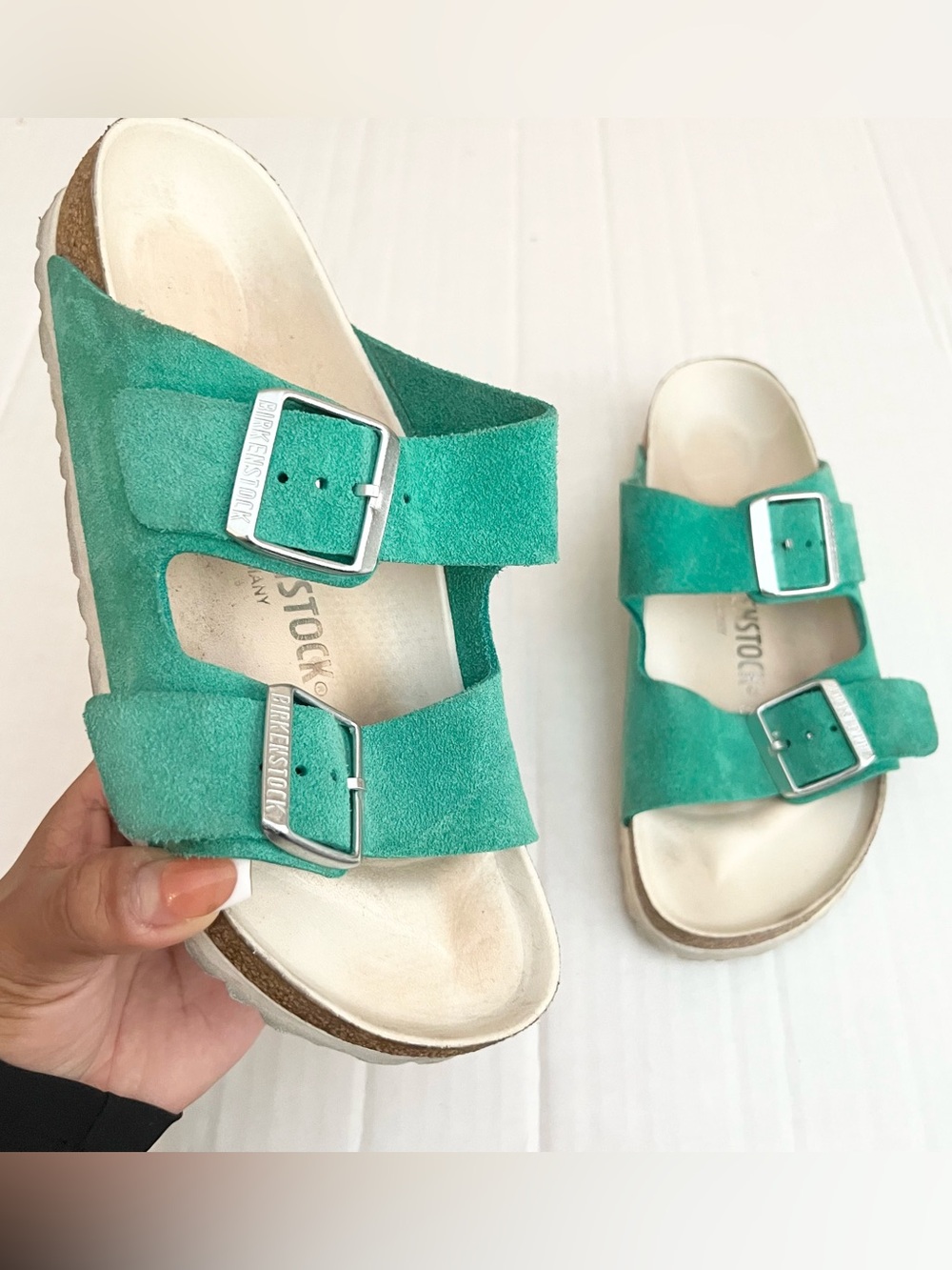 Birkenstock |  Arizona Emerald Green Sandals